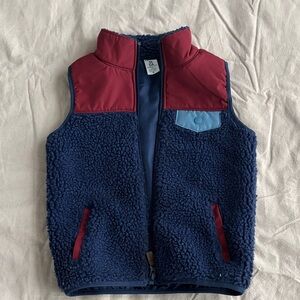 Carter's Navy Blue and Burgundy Sherpa Vest with Light Blue Pocket